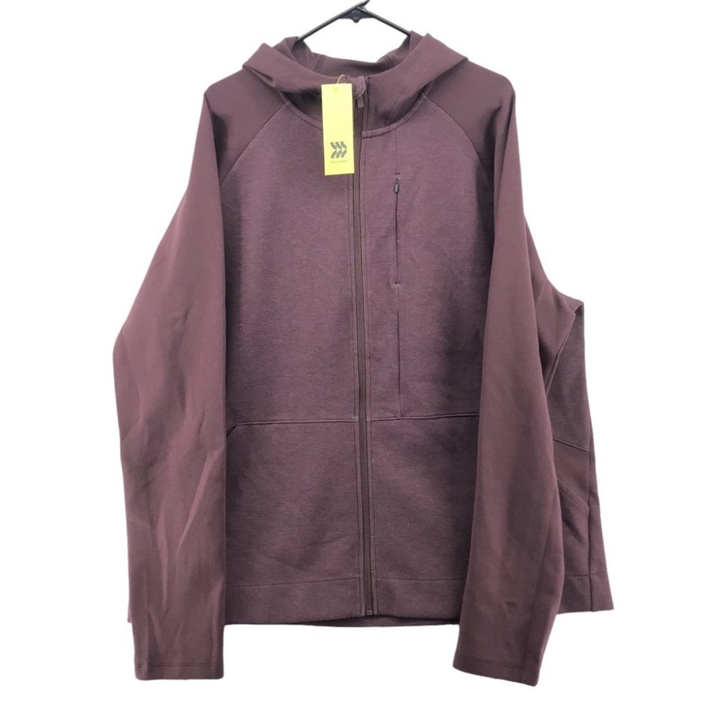 All In Motion NEW NWT Hooded Zip Up Sweatshirt Size XXL Thumbholes Purple